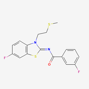 (Z)-3-fluoro-N-(6-fluoro-3-(2-(methylthio)ethyl)benzo[d]thiazol-2(3H)-ylidene)benzamide