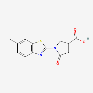molecular formula C13H12N2O3S B1413672 1-(6-Methyl-1,3-benzothiazol-2-yl)-5-oxopyrrolidine-3-carboxylic acid CAS No. 2173115-97-2