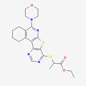 ethyl 2-[(8-morpholin-4-yl-11-thia-9,14,16-triazatetracyclo[8.7.0.02,7.012,17]heptadeca-1,7,9,12,14,16-hexaen-13-yl)sulfanyl]propanoate