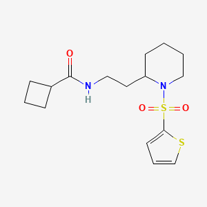 N-(2-(1-(thiophen-2-ylsulfonyl)piperidin-2-yl)ethyl)cyclobutanecarboxamide