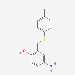 molecular formula C14H15NOS B14136762 4-Amino-2-{[(4-methylphenyl)sulfanyl]methyl}phenol CAS No. 89307-35-7