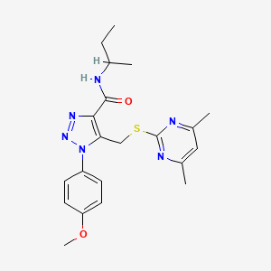 molecular formula C21H26N6O2S B14136802 N-(sec-butyl)-5-(((4,6-dimethylpyrimidin-2-yl)thio)methyl)-1-(4-methoxyphenyl)-1H-1,2,3-triazole-4-carboxamide CAS No. 1209681-70-8