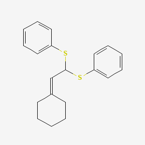 (2-Cyclohexylidene-1-phenylsulfanylethyl)sulfanylbenzene