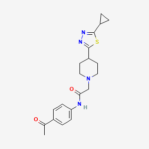 molecular formula C20H24N4O2S B14136870 N-(4-acetylphenyl)-2-(4-(5-cyclopropyl-1,3,4-thiadiazol-2-yl)piperidin-1-yl)acetamide 