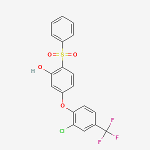 molecular formula C19H12ClF3O4S B14136876 2-(Benzenesulfonyl)-5-[2-chloro-4-(trifluoromethyl)phenoxy]phenol CAS No. 89274-51-1