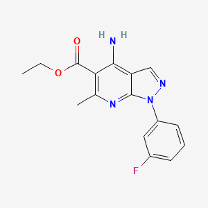 molecular formula C16H15FN4O2 B1413705 4-氨基-1-(3-氟苯基)-6-甲基-1H-吡唑并[3,4-b]吡啶-5-羧酸乙酯 CAS No. 2089391-65-9