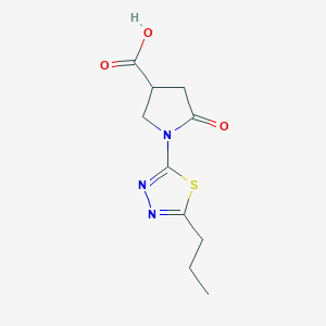 molecular formula C10H13N3O3S B1413707 5-Oxo-1-(5-propyl-1,3,4-thiadiazol-2-yl)pyrrolidine-3-carboxylic acid CAS No. 2173089-75-1