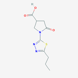 molecular formula C10H13N3O3S B1413707 Acide 5-oxo-1-(5-propyl-1,3,4-thiadiazol-2-yl)pyrrolidine-3-carboxylique CAS No. 2173089-75-1