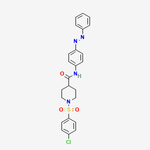 molecular formula C24H23ClN4O3S B14137117 (E)-1-((4-chlorophenyl)sulfonyl)-N-(4-(phenyldiazenyl)phenyl)piperidine-4-carboxamide CAS No. 1006998-84-0