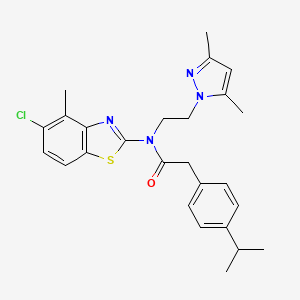 molecular formula C26H29ClN4OS B14137124 N-(5-chloro-4-methylbenzo[d]thiazol-2-yl)-N-(2-(3,5-dimethyl-1H-pyrazol-1-yl)ethyl)-2-(4-isopropylphenyl)acetamide CAS No. 1171581-32-0