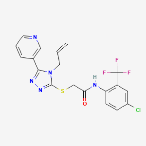 molecular formula C19H15ClF3N5OS B14137249 N-[4-chloro-2-(trifluoromethyl)phenyl]-2-{[4-(prop-2-en-1-yl)-5-(pyridin-3-yl)-4H-1,2,4-triazol-3-yl]sulfanyl}acetamide CAS No. 946712-24-9