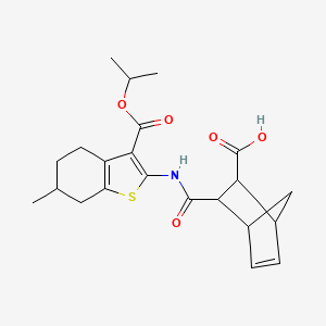 molecular formula C22H27NO5S B14137345 3-({6-Methyl-3-[(propan-2-yloxy)carbonyl]-4,5,6,7-tetrahydro-1-benzothiophen-2-yl}carbamoyl)bicyclo[2.2.1]hept-5-ene-2-carboxylic acid 