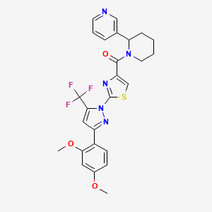 molecular formula C26H24F3N5O3S B14137491 {2-[3-(2,4-dimethoxyphenyl)-5-(trifluoromethyl)-1H-pyrazol-1-yl]-1,3-thiazol-4-yl}[2-(pyridin-3-yl)piperidin-1-yl]methanone CAS No. 1015856-30-0