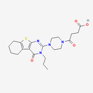 molecular formula C21H28N4O4S B14137531 4-Oxo-4-[4-(4-oxo-3-propyl-3,4,5,6,7,8-hexahydro[1]benzothieno[2,3-d]pyrimidin-2-yl)piperazin-1-yl]butanoic acid CAS No. 1018052-86-2