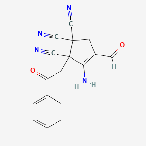 molecular formula C17H12N4O2 B14137572 3-Amino-4-formyl-2-(2-oxo-2-phenylethyl)cyclopent-3-ene-1,1,2-tricarbonitrile CAS No. 378773-16-1