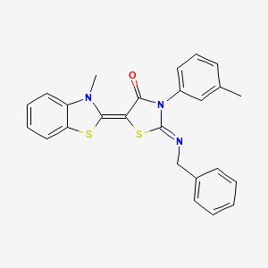 molecular formula C25H21N3OS2 B14137620 (2Z,5Z)-2-(benzylimino)-5-(3-methyl-1,3-benzothiazol-2(3H)-ylidene)-3-(3-methylphenyl)-1,3-thiazolidin-4-one 