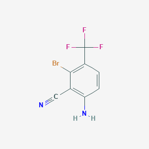 molecular formula C8H4BrF3N2 B1413776 3-Bromo-2-cyano-4-(trifluoromethyl)aniline CAS No. 1805186-27-9