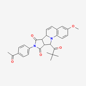 13-(4-acetylphenyl)-16-(2,2-dimethylpropanoyl)-5-methoxy-1,13-diazatetracyclo[8.6.0.02,7.011,15]hexadeca-2,4,6,8-tetraene-12,14-dione