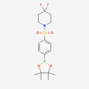 molecular formula C17H24BF2NO4S B1413822 4,4-ジフルオロ-1-(4-(4,4,5,5-テトラメチル-1,3,2-ジオキサボロラン-2-イル)フェニルスルホニル)ピペリジン CAS No. 1628016-72-7