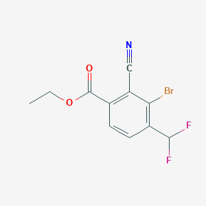 molecular formula C11H8BrF2NO2 B1413839 Ethyl 3-bromo-2-cyano-4-(difluoromethyl)benzoate CAS No. 1805130-97-5