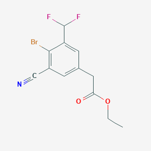 molecular formula C12H10BrF2NO2 B1413841 Ethyl 4-bromo-3-cyano-5-(difluoromethyl)phenylacetate CAS No. 1807073-78-4