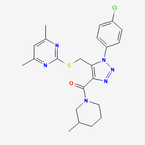 (1-(4-chlorophenyl)-5-(((4,6-dimethylpyrimidin-2-yl)thio)methyl)-1H-1,2,3-triazol-4-yl)(3-methylpiperidin-1-yl)methanone