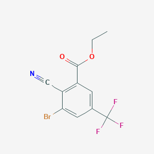 molecular formula C11H7BrF3NO2 B1413867 Ethyl 3-bromo-2-cyano-5-(trifluoromethyl)benzoate CAS No. 1804406-06-1