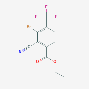 molecular formula C11H7BrF3NO2 B1413875 Ethyl 3-bromo-2-cyano-4-(trifluoromethyl)benzoate CAS No. 1806850-00-9
