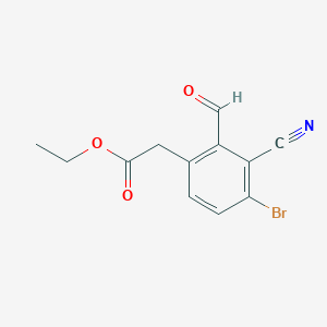 molecular formula C12H10BrNO3 B1413880 Ethyl 4-bromo-3-cyano-2-formylphenylacetate CAS No. 1805486-83-2