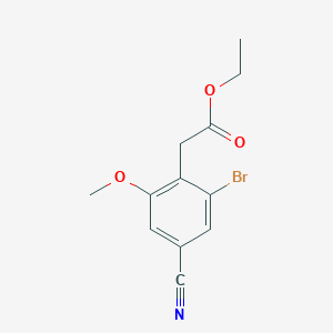 molecular formula C12H12BrNO3 B1413900 Ethyl 2-bromo-4-cyano-6-methoxyphenylacetate CAS No. 1805491-65-9