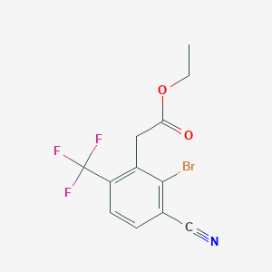 molecular formula C12H9BrF3NO2 B1413902 Ethyl 2-bromo-3-cyano-6-(trifluoromethyl)phenylacetate CAS No. 1805522-82-0