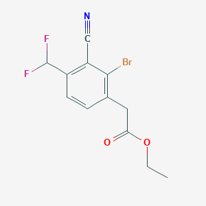 molecular formula C12H10BrF2NO2 B1413907 Ethyl 2-bromo-3-cyano-4-(difluoromethyl)phenylacetate CAS No. 1805131-26-3