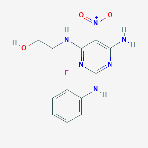 2-[[6-Amino-2-(2-fluoroanilino)-5-nitropyrimidin-4-yl]amino]ethanol