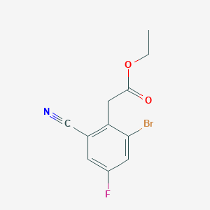 molecular formula C11H9BrFNO2 B1413913 Ethyl 2-bromo-6-cyano-4-fluorophenylacetate CAS No. 1807022-58-7