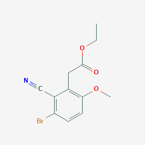 molecular formula C12H12BrNO3 B1413916 Ethyl 3-bromo-2-cyano-6-methoxyphenylacetate CAS No. 1804402-18-3