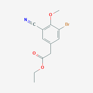 molecular formula C12H12BrNO3 B1413917 Ethyl 3-bromo-5-cyano-4-methoxyphenylacetate CAS No. 1804402-23-0