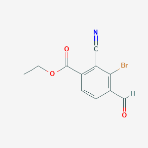 molecular formula C11H8BrNO3 B1413918 Ethyl 3-bromo-2-cyano-4-formylbenzoate CAS No. 1805189-16-5