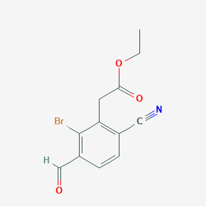 molecular formula C12H10BrNO3 B1413923 Ethyl 2-bromo-6-cyano-3-formylphenylacetate CAS No. 1805486-75-2