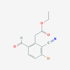 molecular formula C12H10BrNO3 B1413924 Ethyl 3-bromo-2-cyano-6-formylphenylacetate CAS No. 1805596-60-4