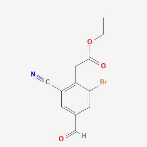 molecular formula C12H10BrNO3 B1413925 Ethyl 2-bromo-6-cyano-4-formylphenylacetate CAS No. 1807023-92-2