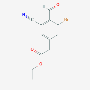molecular formula C12H10BrNO3 B1413926 Ethyl 3-bromo-5-cyano-4-formylphenylacetate CAS No. 1805105-15-0