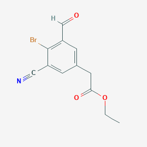 molecular formula C12H10BrNO3 B1413927 Ethyl 4-bromo-3-cyano-5-formylphenylacetate CAS No. 1805592-72-6