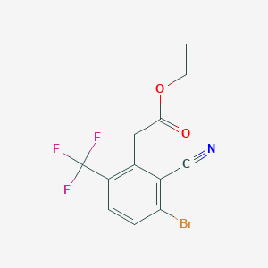 molecular formula C12H9BrF3NO2 B1413930 Ethyl 3-bromo-2-cyano-6-(trifluoromethyl)phenylacetate CAS No. 1805101-18-1