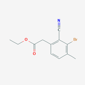 molecular formula C12H12BrNO2 B1413935 Ethyl 3-bromo-2-cyano-4-methylphenylacetate CAS No. 1807209-89-7