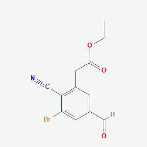 molecular formula C12H10BrNO3 B1413943 Ethyl 3-bromo-2-cyano-5-formylphenylacetate CAS No. 1805105-09-2
