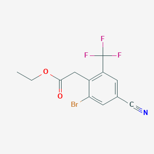 molecular formula C12H9BrF3NO2 B1413950 Ethyl 2-bromo-4-cyano-6-(trifluoromethyl)phenylacetate CAS No. 1805522-97-7
