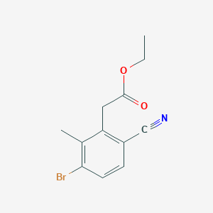 molecular formula C12H12BrNO2 B1413964 Ethyl 3-bromo-6-cyano-2-methylphenylacetate CAS No. 1805488-33-8