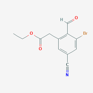 Ethyl 3-bromo-5-cyano-2-formylphenylacetate