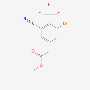 molecular formula C12H9BrF3NO2 B1413975 Ethyl 3-bromo-5-cyano-4-(trifluoromethyl)phenylacetate CAS No. 1805188-15-1