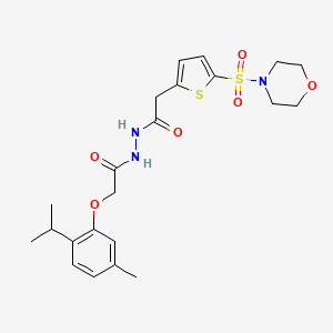 N'-[2-(5-methyl-2-propan-2-ylphenoxy)acetyl]-2-(5-morpholin-4-ylsulfonylthiophen-2-yl)acetohydrazide